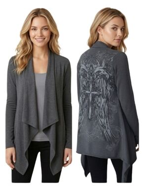"Fleurish" Very Pretty Front Angle Light Sweater (S)